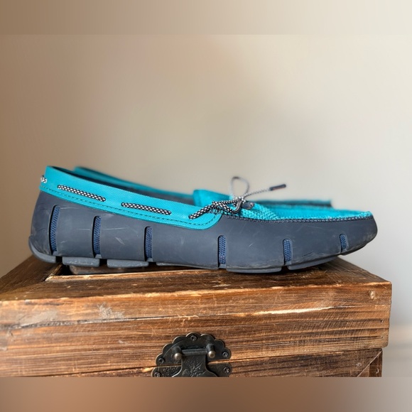 Swims Turquoise and Navy Mesh Boat Loafers Water Shoes - Picture 2 of 10